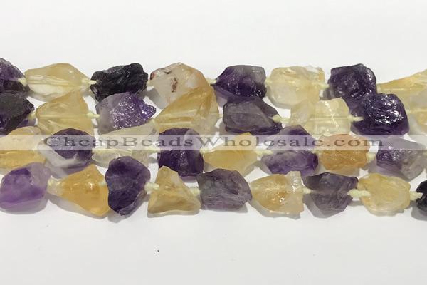 CNG3721 15.5 inches 12*14mm - 15*20mm nuggets rough amethyst & citrine beads