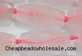 CNG374 15.5 inches 15*35mm faceted nuggets rose quartz beads