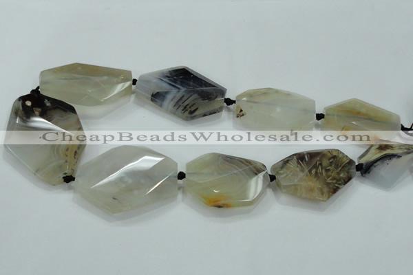 CNG471 15.5 inches 20*30mm - 30*50mm faceted nuggets agate beads