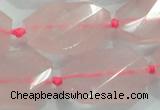 CNG480 15.5 inches 20*30mm twisted & faceted nuggets rose quartz beads