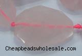 CNG481 15.5 inches 30*40mm twisted & faceted nuggets rose quartz beads