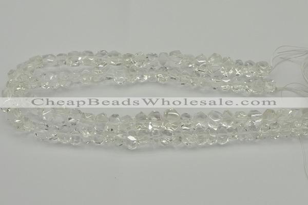 CNG5022 15.5 inches 6*8mm - 10*14mm faceted nuggets white crystal beads