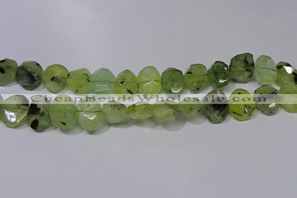 CNG5135 15*18mm - 15*20mm faceted freeform green rutilated quartz beads