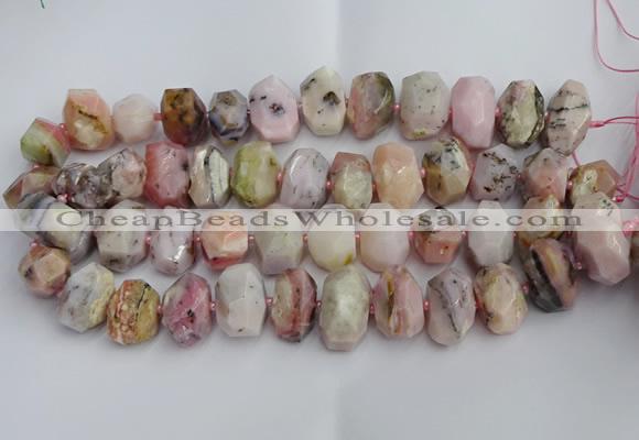 CNG5205 12*16mm - 15*20mm faceted nuggets pink opal gemstone beads