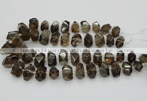 CNG5214 15.5 inches 12*16mm - 15*20mm faceted nuggets smoky quartz beads