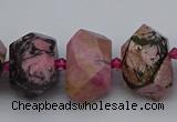 CNG5326 15.5 inches 12*16mm - 15*20mm faceted nuggets rhodonite beads