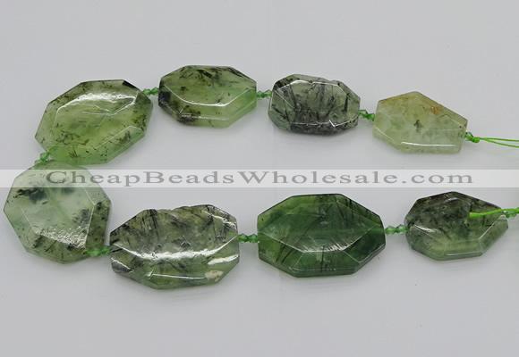 CNG5359 20*30mm - 35*45mm faceted freeform green rutilated quartz beads