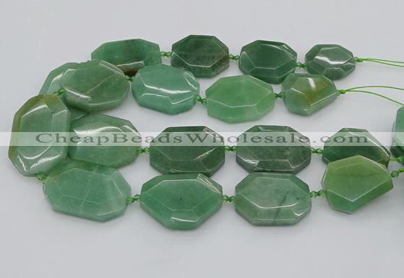 CNG5361 20*30mm - 35*45mm faceted freeform green aventurine beads