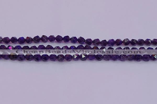 CNG5491 15.5 inches 6mm faceted nuggets amethyst gemstone beads