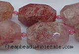 CNG5552 15*20mm - 18*28mm faceted nuggets strawberry quartz beads