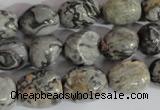 CNG557 15.5 inches 10*14mm nuggets grey picture jasper beads