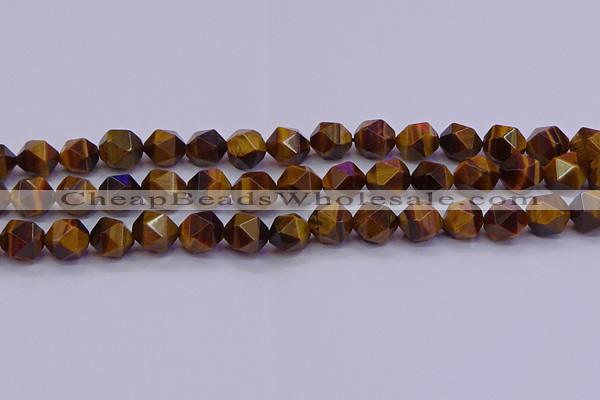 CNG5578 15.5 inches 10mm faceted nuggets yellow tiger eye beads