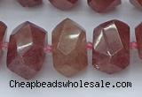 CNG5584 12*16mm - 15*20mm faceted nuggets strawberry quartz beads