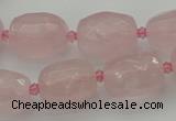 CNG5608 15.5 inches 10*14mm - 13*18mm faceted nuggets rose quartz beads