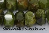 CNG5625 15.5 inches 10*14mm - 13*18mm faceted nuggets green garnet beads