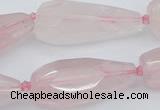 CNG5630 15.5 inches 15*35mm - 18*45mm faceted teardrop rose quartz beads