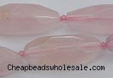 CNG5631 15.5 inches 15*35mm - 18*40mm faceted rice rose quartz beads