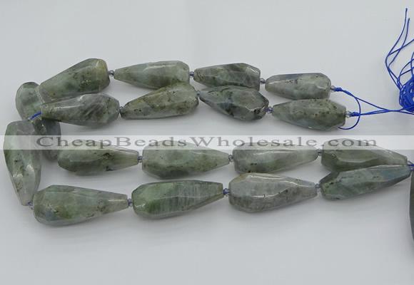 CNG5642 15.5 inches 15*35mm - 18*45mm faceted teardrop labradorite beads