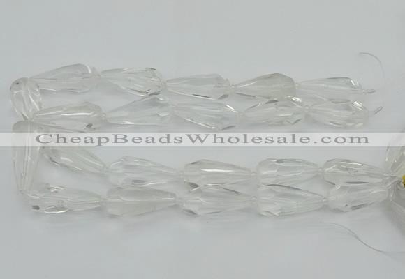 CNG5646 15*35mm - 18*45mm faceted teardrop white crystal beads