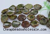 CNG5670 15.5 inches 25*35mm - 35*40mm faceted freeform green garnet beads