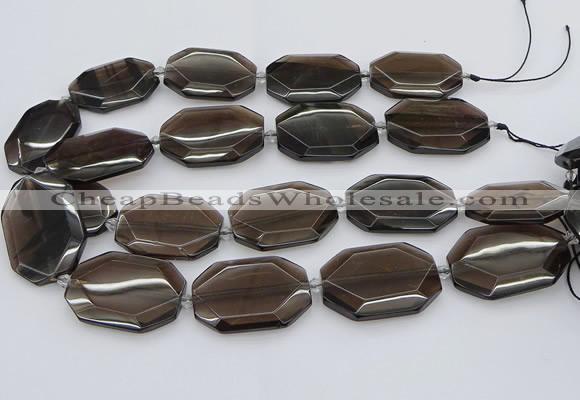 CNG5736 20*30mm - 35*45mm faceted freeform ice black obsidian beads