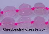 CNG5784 10*12mm - 10*14mm faceted freeform rose quartz beads