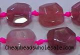 CNG5818 10*12mm - 10*14mm faceted freeform strawberry quartz beads