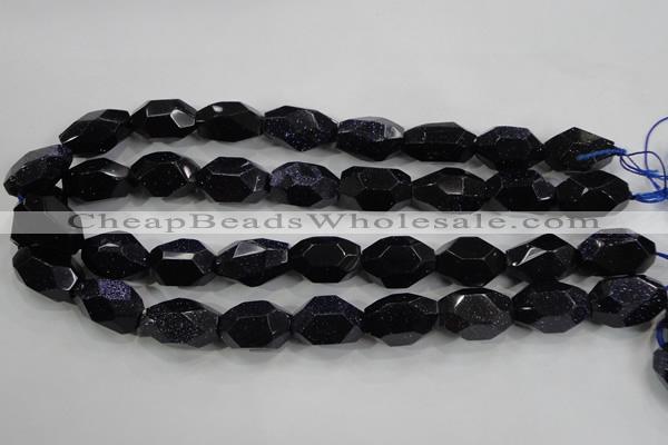 CNG582 15.5 inches 13*22mm faceted nuggets blue goldstone beads