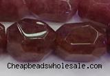 CNG5847 16*22mm - 18*25mm faceted nuggets strawberry quartz beads