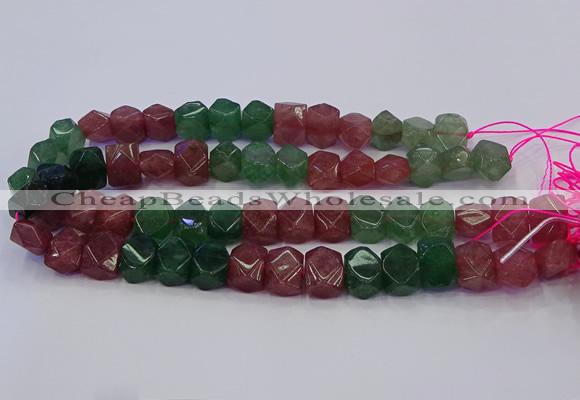 CNG5852 10*14mm - 12*16mm faceted nuggets mixed strawberry quartz beads