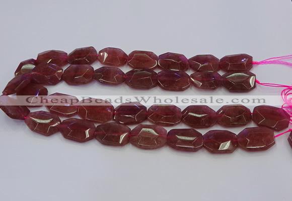 CNG5856 15*20mm - 20*25mm faceted freeform strawberry quartz beads