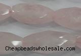 CNG587 15.5 inches 15*33mm faceted nuggets rose quartz beads