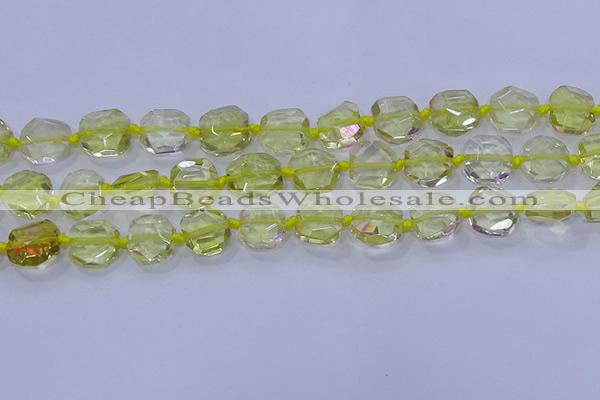 CNG5880 15.5 inches 10*12mm - 10*14mm faceted freeform lemon quartz beads