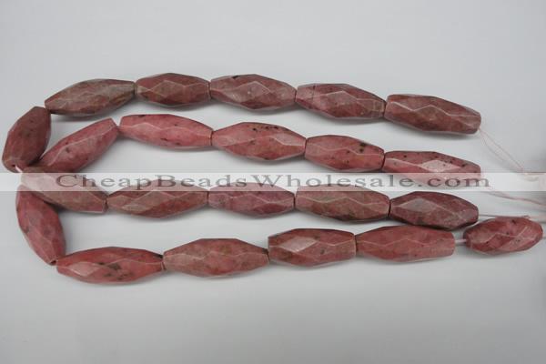 CNG592 13*30mm - 15*40mm faceted rice rhodochrosite nugget beads