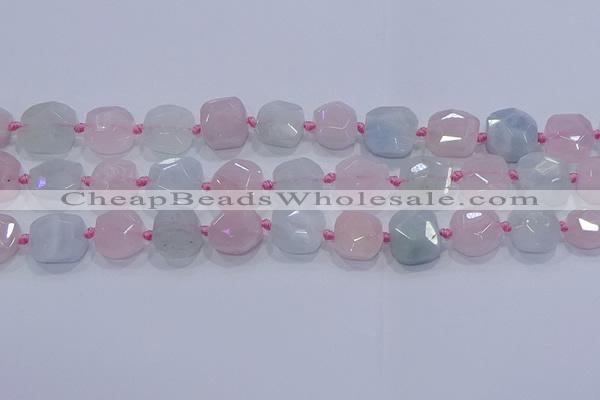 CNG5950 15.5 inches 10*12mm - 10*14mm faceted freeform morganite beads