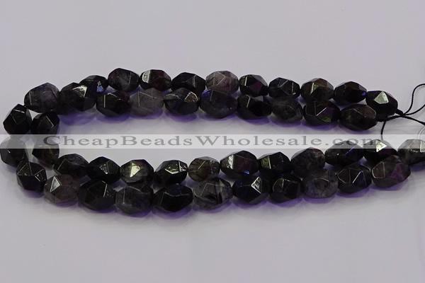 CNG5962 10*14mm - 12*16mm faceted nuggets black rutilated quartz beads