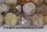 CNG6022 15.5 inches 12mm faceted nuggets silver needle agate beads