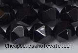 CNG6025 15.5 inches 12mm faceted nuggets black agate beads