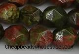 CNG6039 15.5 inches 12mm faceted nuggets unakite gemstone beads