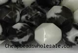 CNG6056 15.5 inches 12mm faceted nuggets black & white jasper beads