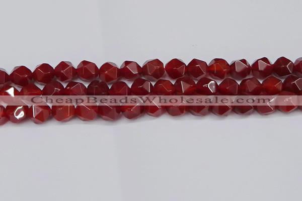 CNG6088 15.5 inches 8mm faceted nuggets red agate beads