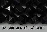 CNG6089 15.5 inches 8mm faceted nuggets black agate beads