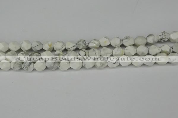 CNG6098 15.5 inches 8mm faceted nuggets white howlite beads