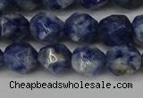 CNG6103 15.5 inches 8mm faceted nuggets blue spot stone beads