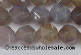 CNG6151 15.5 inches 10mm faceted nuggets grey agate beads