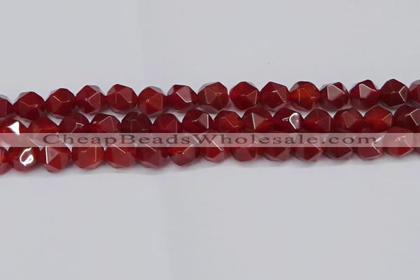 CNG6159 15.5 inches 10mm faceted nuggets red agate beads