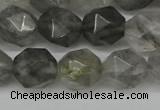 CNG6170 15.5 inches 10mm faceted nuggets cloudy quartz beads