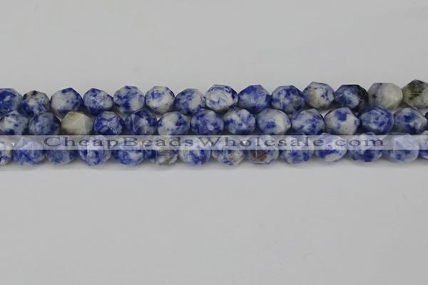 CNG6178 15.5 inches 10mm faceted nuggets blue spot stone beads