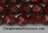 CNG6198 15.5 inches 10mm faceted nuggets brecciated jasper beads