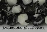 CNG6203 15.5 inches 10mm faceted nuggets black & white jasper beads